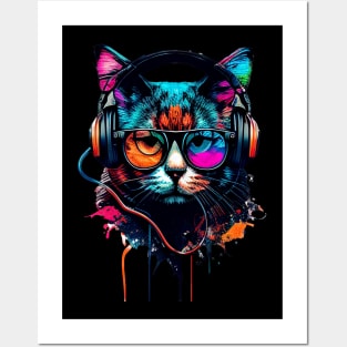 Music lover cool cat Posters and Art